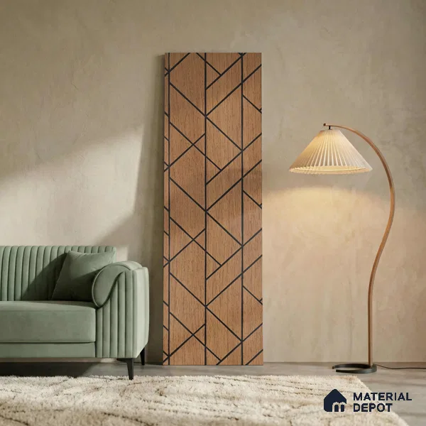 Brown Geometric Look PN 03249 8 ft x 7 inch Charcoal Panel - 8 mm | Suitable for Feature Wall, TV Unit & Living Room | Width is Subjected to 5% Variation