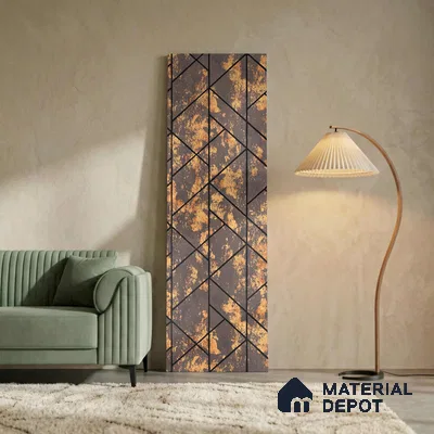 Gold Rustic Look PN 03250 8 ft x 7 inch Charcoal Panel - 8 mm | Suitable for Feature Wall, TV Unit & Living Room | Width is Subjected to 5% Variation