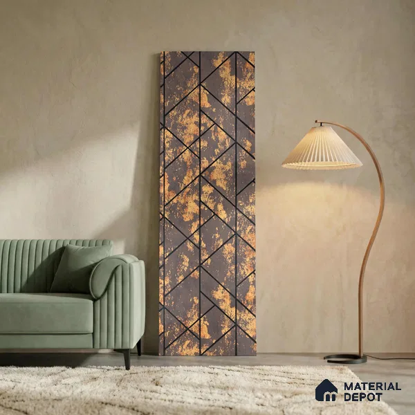Gold Rustic Look PN 03250 8 ft x 7 inch Charcoal Panel - 8 mm | Suitable for Feature Wall, TV Unit & Living Room | Width is Subjected to 5% Variation