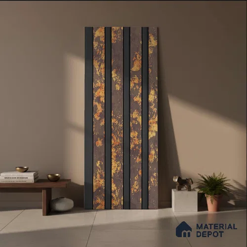 Brown Wooden Louver PN 03250 B 8 ft x 4.9 inch Charcoal Panel - 8 mm | Suitable for Feature Wall, TV Unit & Living Room | Width is Subjected to 5% Variation
