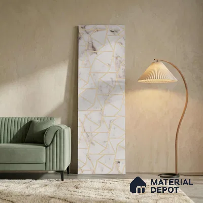 White Marble Look PN 03254 8 ft x 7 inch Charcoal Panel - 8 mm | Suitable for Feature Wall, TV Unit & Living Room | Width is Subjected to 5% Variation