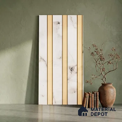 Gold Marble Look PN 03254 B 8 ft x 4.9 inch Charcoal Panel - 8 mm | Suitable for Feature Wall, TV Unit & Living Room | Width is Subjected to 5% Variation