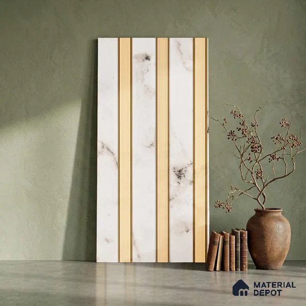 Gold Marble Look PN 03254 B 8 ft x 4.9 inch Charcoal Panel - 8 mm | Suitable for Feature Wall, TV Unit & Living Room | Width is Subjected to 5% Variation