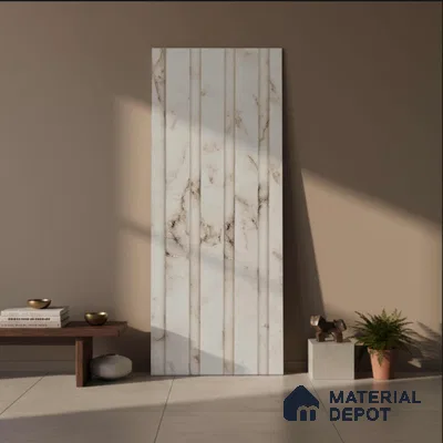 White Marble Look PN 03279 8 ft x 4.9 inch Charcoal Panel - 8 mm | Suitable for Feature Wall, TV Unit & Living Room | Width is Subjected to 5% Variation