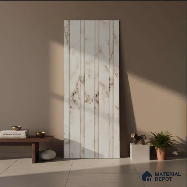 White Marble Look PN 03279 8 ft x 4.9 inch Charcoal Panel - 8 mm | Suitable for Feature Wall, TV Unit & Living Room | Width is Subjected to 5% Variation