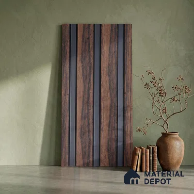 Wooden Look PN 03284 8 ft x 4.9 inch Charcoal Panel - 8 mm | Suitable for Feature Wall, TV Unit & Living Room | Width is Subjected to 5% Variation