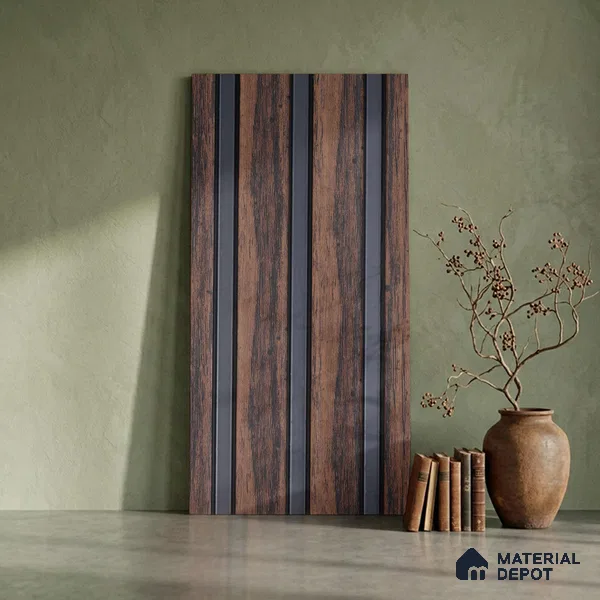 Wooden Look PN 03284 8 ft x 4.9 inch Charcoal Panel - 8 mm | Suitable for Feature Wall, TV Unit & Living Room | Width is Subjected to 5% Variation