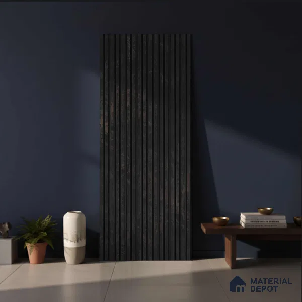 Wooden Look PN 03851 9.5 ft x 6 inch Charcoal Panel - 10 mm | Suitable for Feature Wall, TV Unit & Living Room | Width is Subjected to 5% Variation