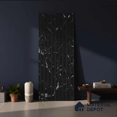 Black Marble Look PN 03869 9.5 ft x 6 inch Charcoal Panel - 10 mm | Suitable for Feature Wall, TV Unit & Living Room | Width is Subjected to 5% Variation