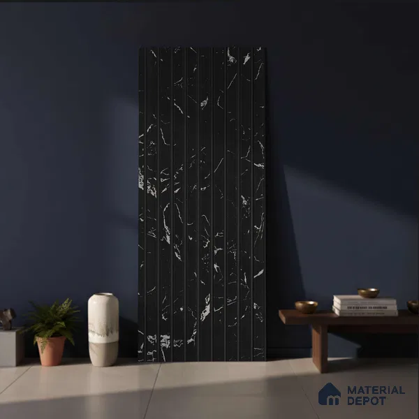 Black Marble Look PN 03869 9.5 ft x 6 inch Charcoal Panel - 10 mm | Suitable for Feature Wall, TV Unit & Living Room | Width is Subjected to 5% Variation