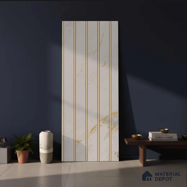 Cream Marble Look PN 03876 9.5 ft x 6 inch Charcoal Panel - 10 mm | Suitable for Feature Wall, TV Unit & Living Room | Width is Subjected to 5% Variation