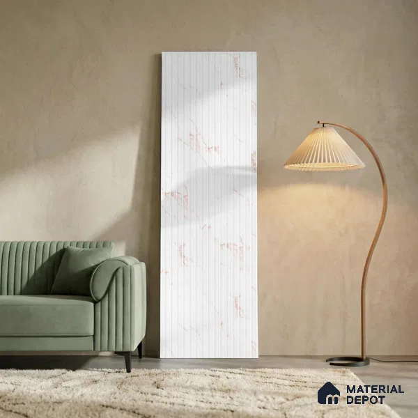 White Marble Look PN 03882 9.5 ft x 6 inch Charcoal Panel - 10 mm | Suitable for Feature Wall, TV Unit & Living Room | Width is Subjected to 5% Variation