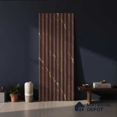 Brown Marble Look PN 03901 9.5 ft x 6 inch Charcoal Panel - 10 mm | Suitable for Feature Wall, TV Unit & Living Room | Width is Subjected to 5% Variation