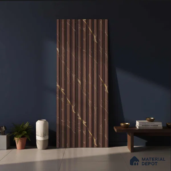 Brown Marble Look PN 03901 9.5 ft x 6 inch Charcoal Panel - 10 mm | Suitable for Feature Wall, TV Unit & Living Room | Width is Subjected to 5% Variation