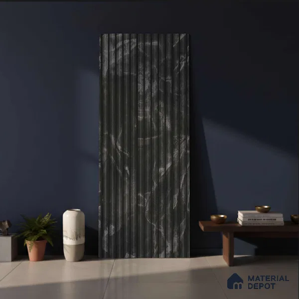 Grey Metallic Look PN 03908 9.5 ft x 6 inch Charcoal Panel - 10 mm | Suitable for Feature Wall, TV Unit & Living Room | Width is Subjected to 5% Variation