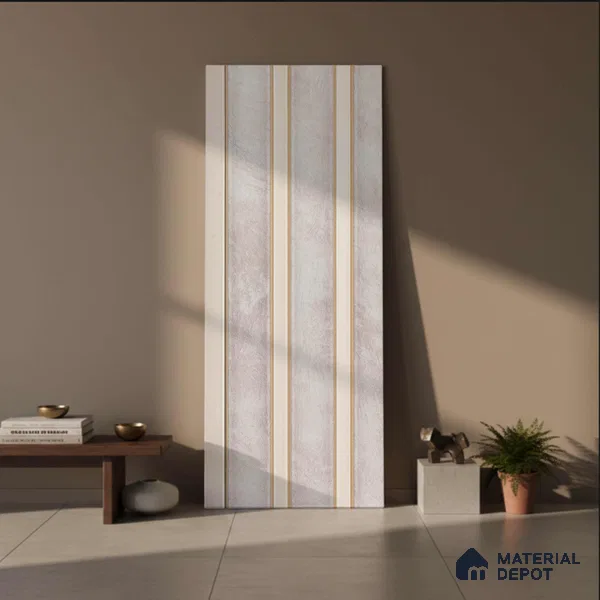 Beige Metallic Look PN 04064 9.5 ft x 4.9 inch Charcoal Panel - 12 mm | Suitable for Feature Wall, TV Unit & Living Room | Width is Subjected to 5% Variation