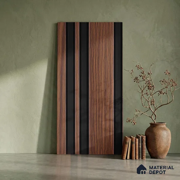 Wooden Look PN 04592 8 ft x 4.9 inch Charcoal Panel - 12 mm | Suitable for Feature Wall, TV Unit & Living Room | Width is Subjected to 5% Variation