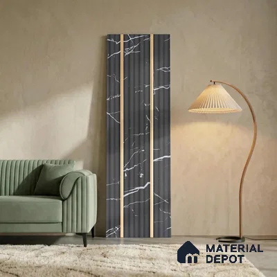 Black Marble Look PN 05903 8 ft x 6 inch Charcoal Panel - 10 mm | Suitable for Feature Wall, TV Unit & Living Room | Width is Subjected to 5% Variation