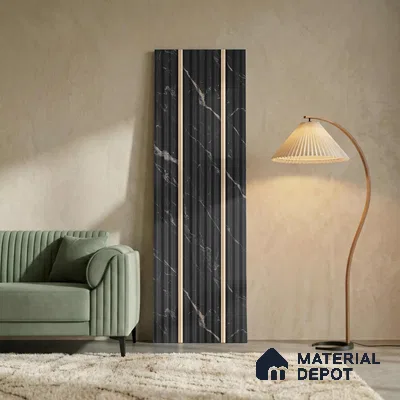 Black Marble Look PN 05909 8 ft x 6 inch Charcoal Panel - 10 mm | Suitable for Feature Wall, TV Unit & Living Room | Width is Subjected to 5% Variation