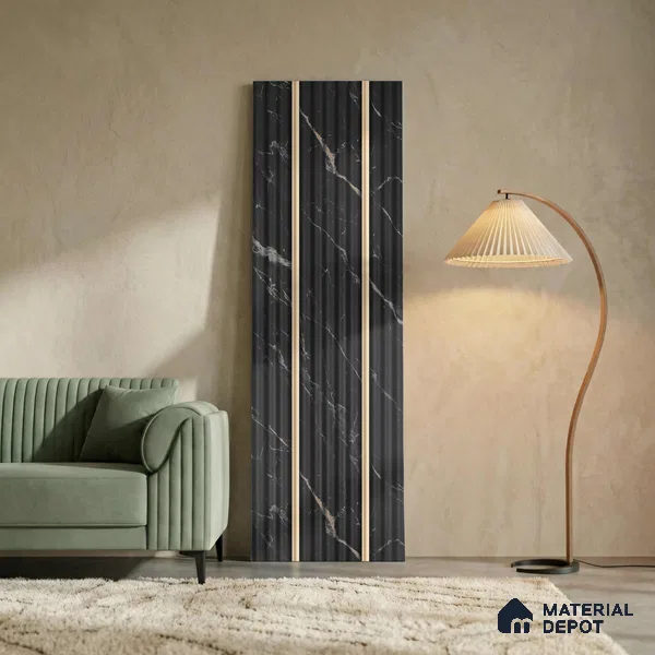 Black Marble Look PN 05909 8 ft x 6 inch Charcoal Panel - 10 mm | Suitable for Feature Wall, TV Unit & Living Room | Width is Subjected to 5% Variation