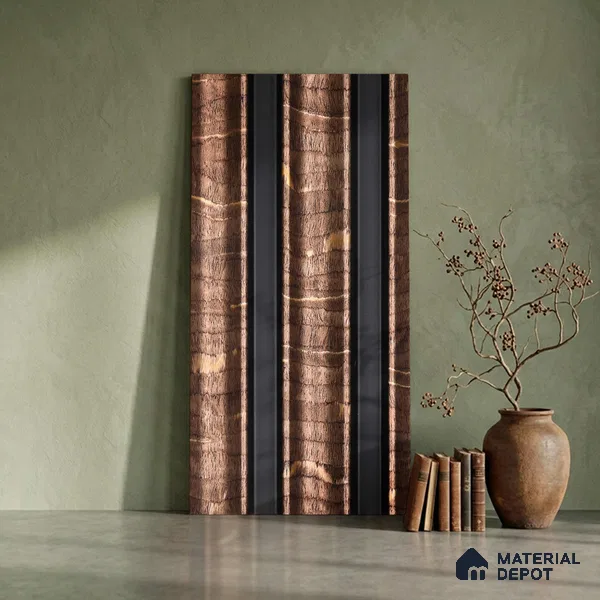 Wooden Look PN 06068 8 ft x 4.9 inch Charcoal Panel - 12 mm | Suitable for Feature Wall, TV Unit & Living Room | Width is Subjected to 5% Variation