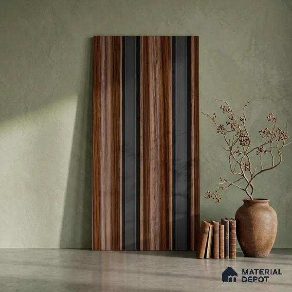 Wooden Look PN 06069 8 ft x 4.9 inch Charcoal Panel - 12 mm | Suitable for Feature Wall, TV Unit & Living Room | Width is Subjected to 5% Variation