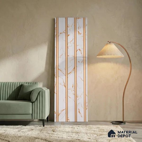 White Marble Look PN 06293 9.5 ft x 9.4 inch Charcoal Panel - 12 mm | Suitable for Feature Wall, TV Unit & Living Room | Width is Subjected to 5% Variation