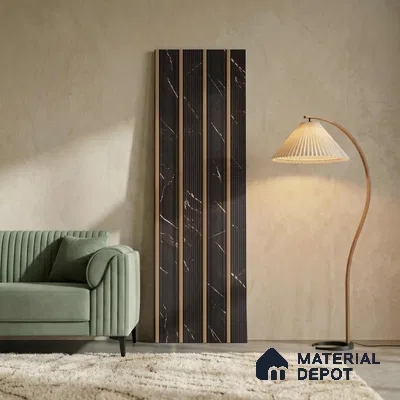 Black Marble Look PN 06297 8 ft x 9.4 inch Charcoal Panel - 12 mm | Suitable for Feature Wall, TV Unit & Living Room | Width is Subjected to 5% Variation