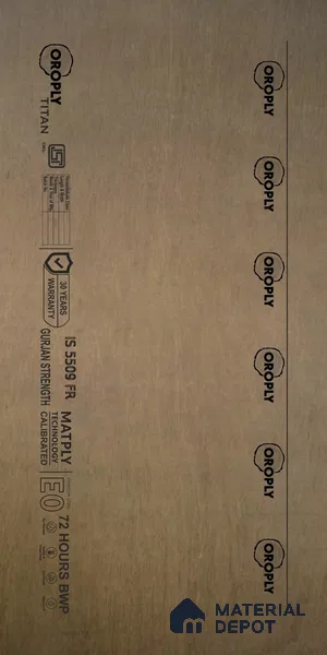 Oroply PL 00064 8 x 4 ft Titan BWP Grade | IS 5509 FR Certified Plywood - 6 mm | Warranty - 30 Years