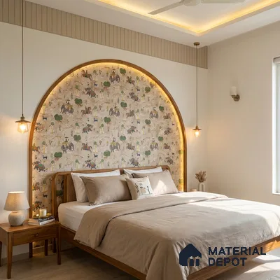 Beige Digital look LM 23940 Abhyaranya Miniature Traditions 8 ft x 4 ft Texture Finish Decorative Laminate - 1 mm | Suitable for Living room,TV Unit, Highlighter Wall, Wardrobe, Feature Wall