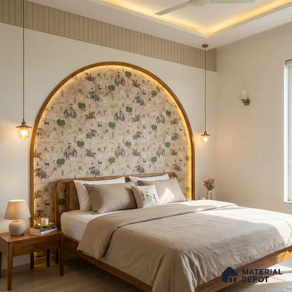 Beige Digital look LM 23940 Abhyaranya Miniature Traditions 8 ft x 4 ft Texture Finish Decorative Laminate - 1 mm | Suitable for Living room,TV Unit, Highlighter Wall, Wardrobe, Feature Wall