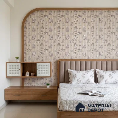 Beige Digital look LM 23946 Madhuvan Madhubani 8 ft x 4 ft Texture Finish Decorative Laminate - 1 mm | Suitable for Living room,TV Unit, Highlighter Wall, Wardrobe, Feature Wall