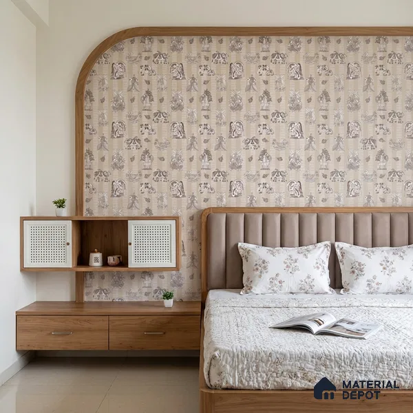 Beige Digital look LM 23946 Madhuvan Madhubani 8 ft x 4 ft Texture Finish Decorative Laminate - 1 mm | Suitable for Living room,TV Unit, Highlighter Wall, Wardrobe, Feature Wall