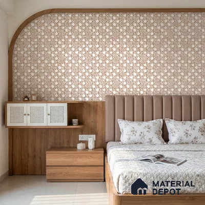 Brown Digital look LM 23947 Anarika Kalamkari Art 8 ft x 4 ft Texture Finish Decorative Laminate - 1 mm | Suitable for Living room,TV Unit, Highlighter Wall, Wardrobe, Feature Wall