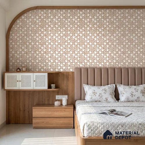Brown Digital look LM 23947 Anarika Kalamkari Art 8 ft x 4 ft Texture Finish Decorative Laminate - 1 mm | Suitable for Living room,TV Unit, Highlighter Wall, Wardrobe, Feature Wall