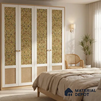 Brown Digital look LM 23938 Fulkari Mughal Floral Art 8 ft x 4 ft Texture Finish Decorative Laminate - 1 mm | Suitable for Living room,TV Unit, Highlighter Wall, Wardrobe, Feature Wall