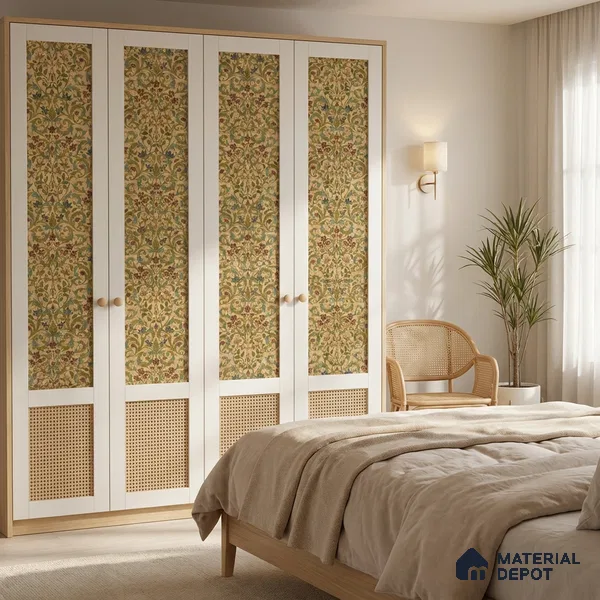 Brown Digital look LM 23938 Fulkari Mughal Floral Art 8 ft x 4 ft Texture Finish Decorative Laminate - 1 mm | Suitable for Living room,TV Unit, Highlighter Wall, Wardrobe, Feature Wall