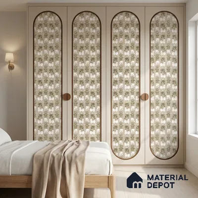 Green Digital look LM 23948 Gaukala Pichwai Art 8 ft x 4 ft Texture Finish Decorative Laminate - 1 mm | Suitable for Living room,TV Unit, Highlighter Wall, Wardrobe, Feature Wall