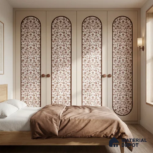 White Digital look LM 23949 Kamlotsav Pichwai Art 8 ft x 4 ft Texture Finish Decorative Laminate - 1 mm | Suitable for Living room,TV Unit, Highlighter Wall, Wardrobe, Feature Wall