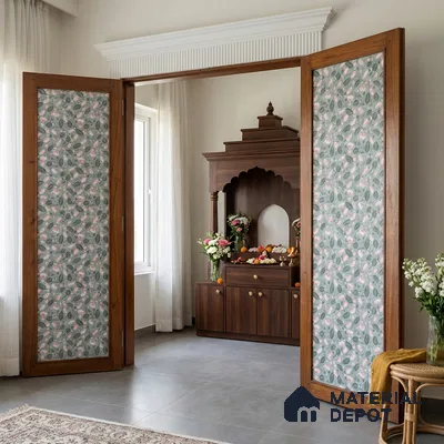 Grey Digital look LM 23937 Kamalam Pichwai Art 8 ft x 4 ft Texture Finish Decorative Laminate - 1 mm | Suitable for Living room,TV Unit, Highlighter Wall, Wardrobe, Feature Wall
