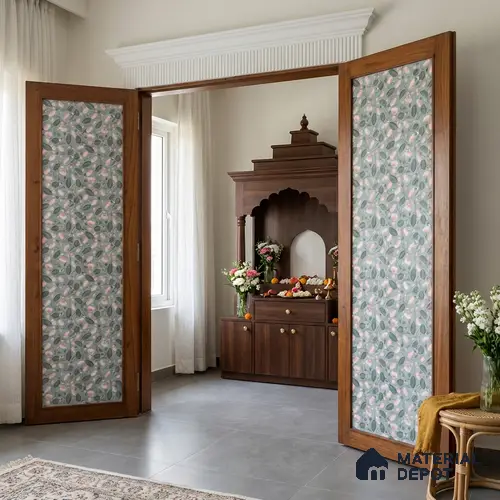 Grey Digital look LM 23937 Kamalam Pichwai Art 8 ft x 4 ft Texture Finish Decorative Laminate - 1 mm | Suitable for Living room,TV Unit, Highlighter Wall, Wardrobe, Feature Wall