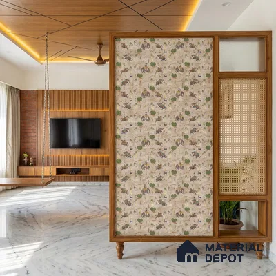 Beige Digital look LM 23940 Abhyaranya Miniature Traditions 8 ft x 4 ft Texture Finish Decorative Laminate - 1 mm | Suitable for Living room,TV Unit, Highlighter Wall, Wardrobe, Feature Wall