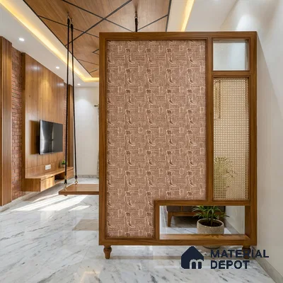 Brown Digital look LM 23942 Matikala Lippan Art 8 ft x 4 ft Texture Finish Decorative Laminate - 1.25 mm | Suitable for Living room,TV Unit, Highlighter Wall, Wardrobe, Feature Wall