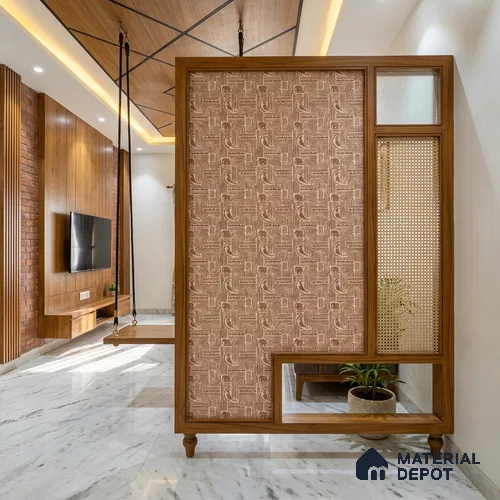 Brown Digital look LM 23942 Matikala Lippan Art 8 ft x 4 ft Texture Finish Decorative Laminate - 1.25 mm | Suitable for Living room,TV Unit, Highlighter Wall, Wardrobe, Feature Wall