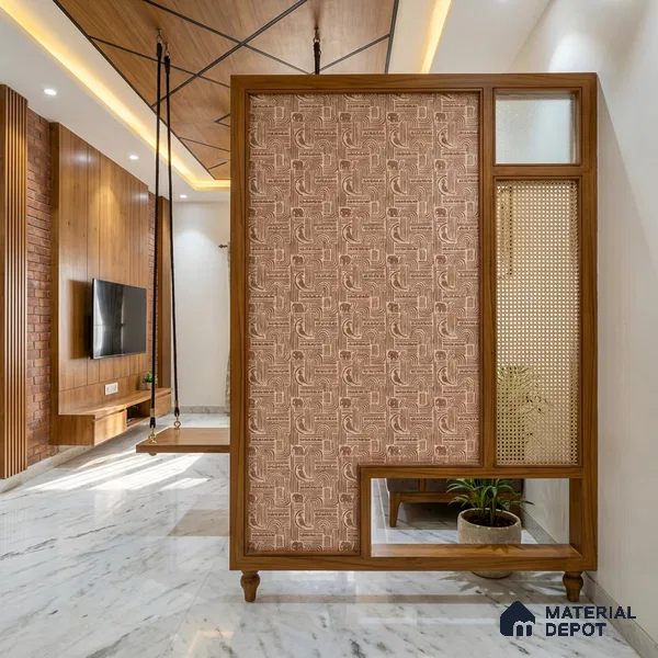 Brown Digital look LM 23942 Matikala Lippan Art 8 ft x 4 ft Texture Finish Decorative Laminate - 1.25 mm | Suitable for Living room,TV Unit, Highlighter Wall, Wardrobe, Feature Wall