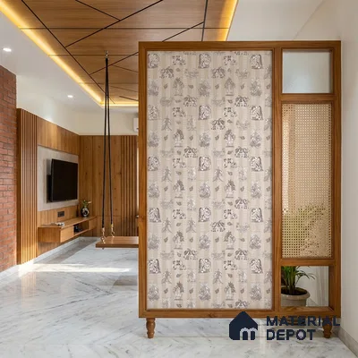 Beige Digital look LM 23946 Madhuvan Madhubani 8 ft x 4 ft Texture Finish Decorative Laminate - 1 mm | Suitable for Living room,TV Unit, Highlighter Wall, Wardrobe, Feature Wall