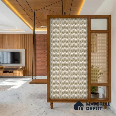 Green Digital look LM 23948 Gaukala Pichwai Art 8 ft x 4 ft Texture Finish Decorative Laminate - 1 mm | Suitable for Living room,TV Unit, Highlighter Wall, Wardrobe, Feature Wall
