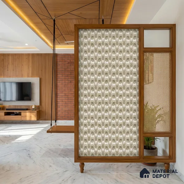 Green Digital look LM 23948 Gaukala Pichwai Art 8 ft x 4 ft Texture Finish Decorative Laminate - 1 mm | Suitable for Living room,TV Unit, Highlighter Wall, Wardrobe, Feature Wall