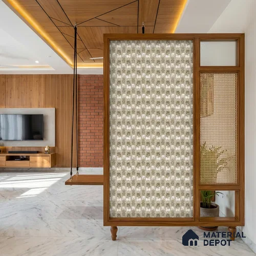 Green Digital look LM 23948 Gaukala Pichwai Art 8 ft x 4 ft Texture Finish Decorative Laminate - 1 mm | Suitable for Living room,TV Unit, Highlighter Wall, Wardrobe, Feature Wall
