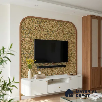 Brown Digital look LM 23938 Fulkari Mughal Floral Art 8 ft x 4 ft Texture Finish Decorative Laminate - 1 mm | Suitable for Living room,TV Unit, Highlighter Wall, Wardrobe, Feature Wall